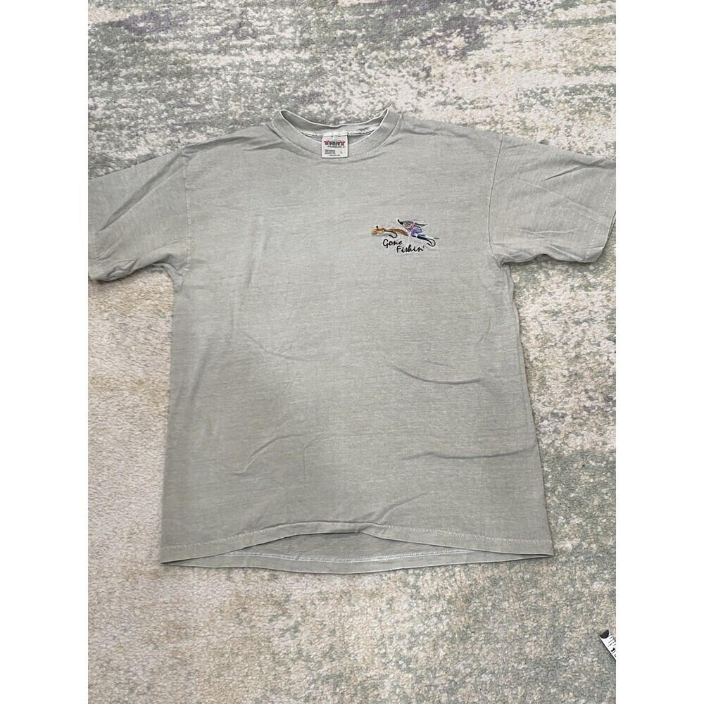 Vintage Sz L Philadelphia Museum 'Gone Fishing' T-Shirt Pre-Shrunk Cotton